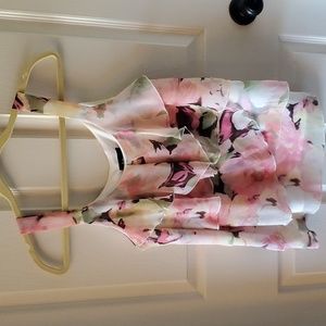 IZ Byer junior's tank top.  Size Large.  Pink, green, black floral pattern.